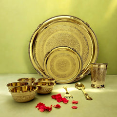 Brass Etched 10Pc Dinner Set (14" Plate)