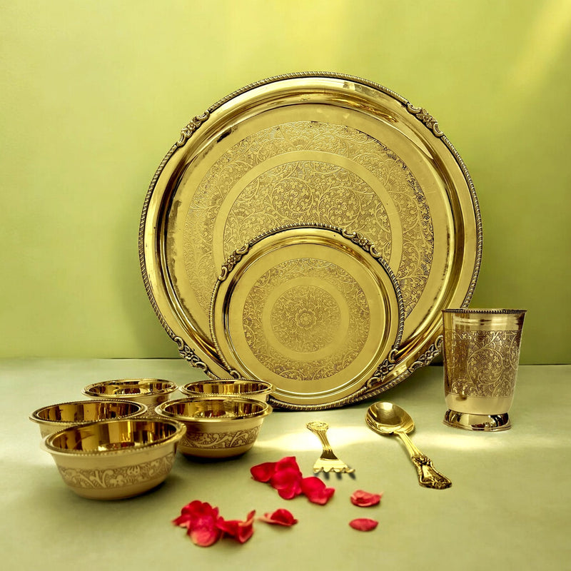 Brass Etched 10Pc Dinner Set (14" Plate)