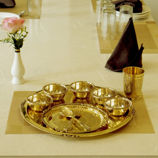 Brass Etched 10Pc Dinner Set (14" Plate)