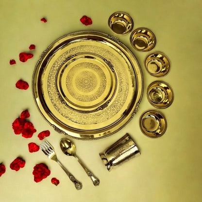 Brass Etched 10Pc Dinner Set (14" Plate)