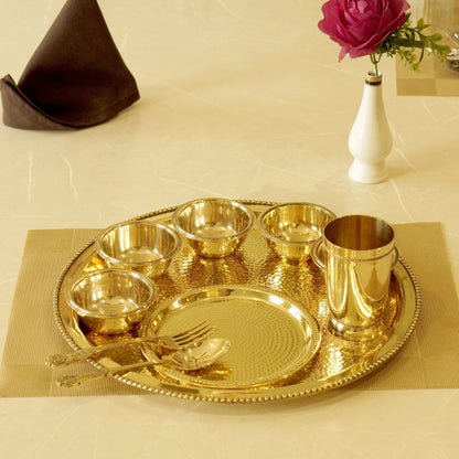 Brass Hammered 10Pc Dinner Set (14" Plate)
