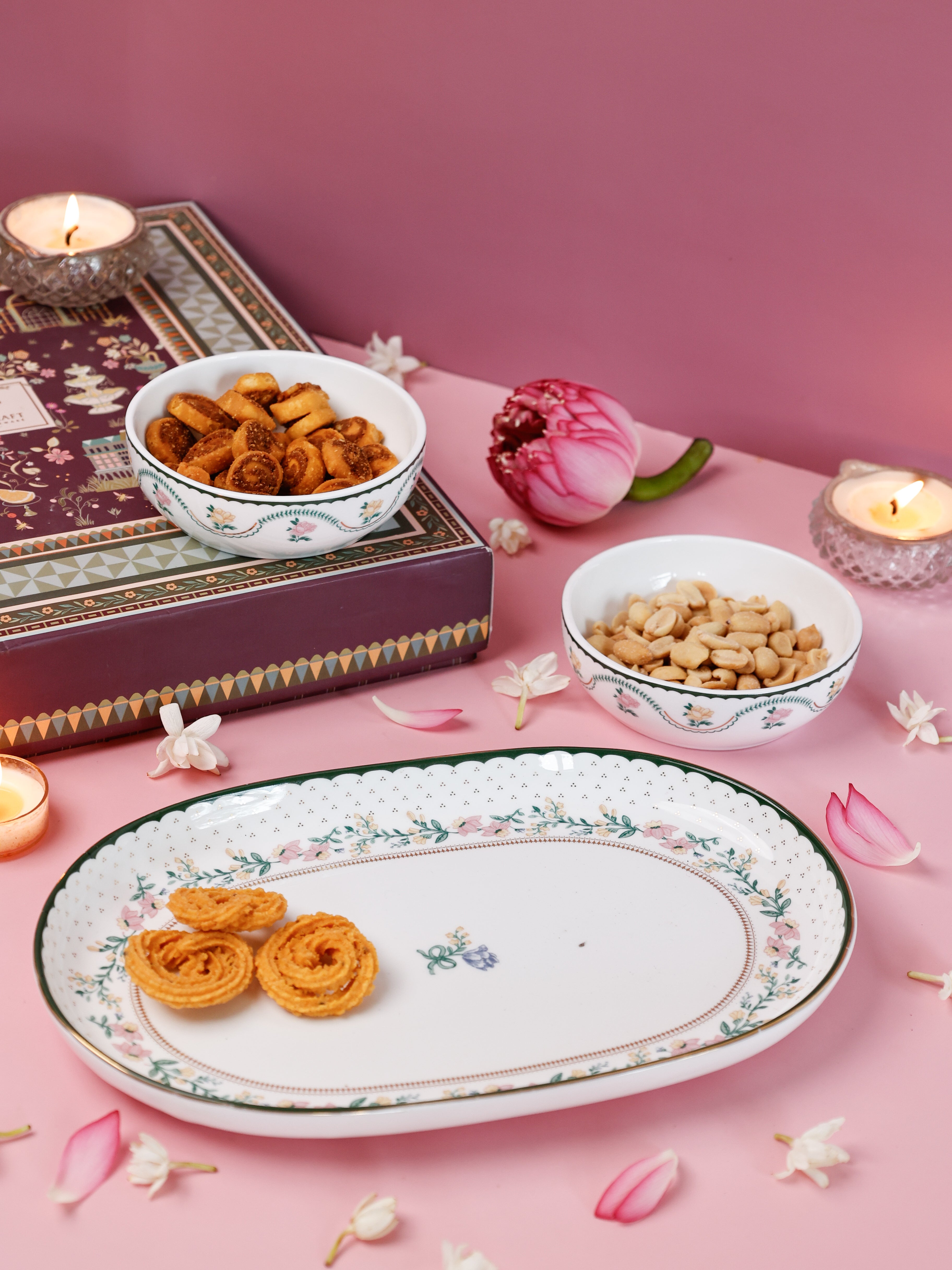 Magique by The Wishing Chair x Clay Craft, Emerald Ribbon Charlie Platter Medium with Munch Bowl Set of 3
