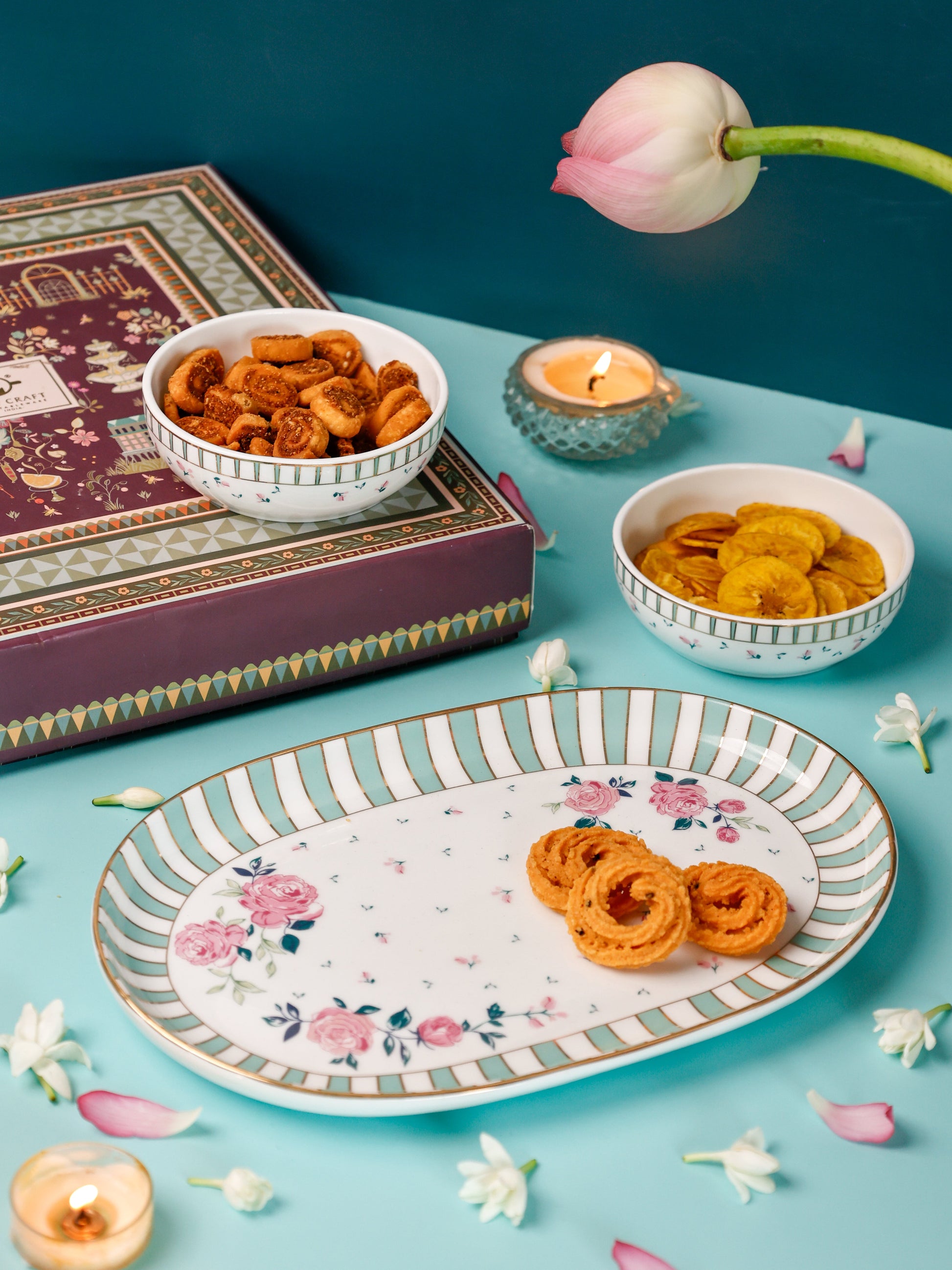 Magique by The Wishing Chair x Clay Craft, Portrait of a Rose Charlie Platter Medium with Munch Bowl Set of 3