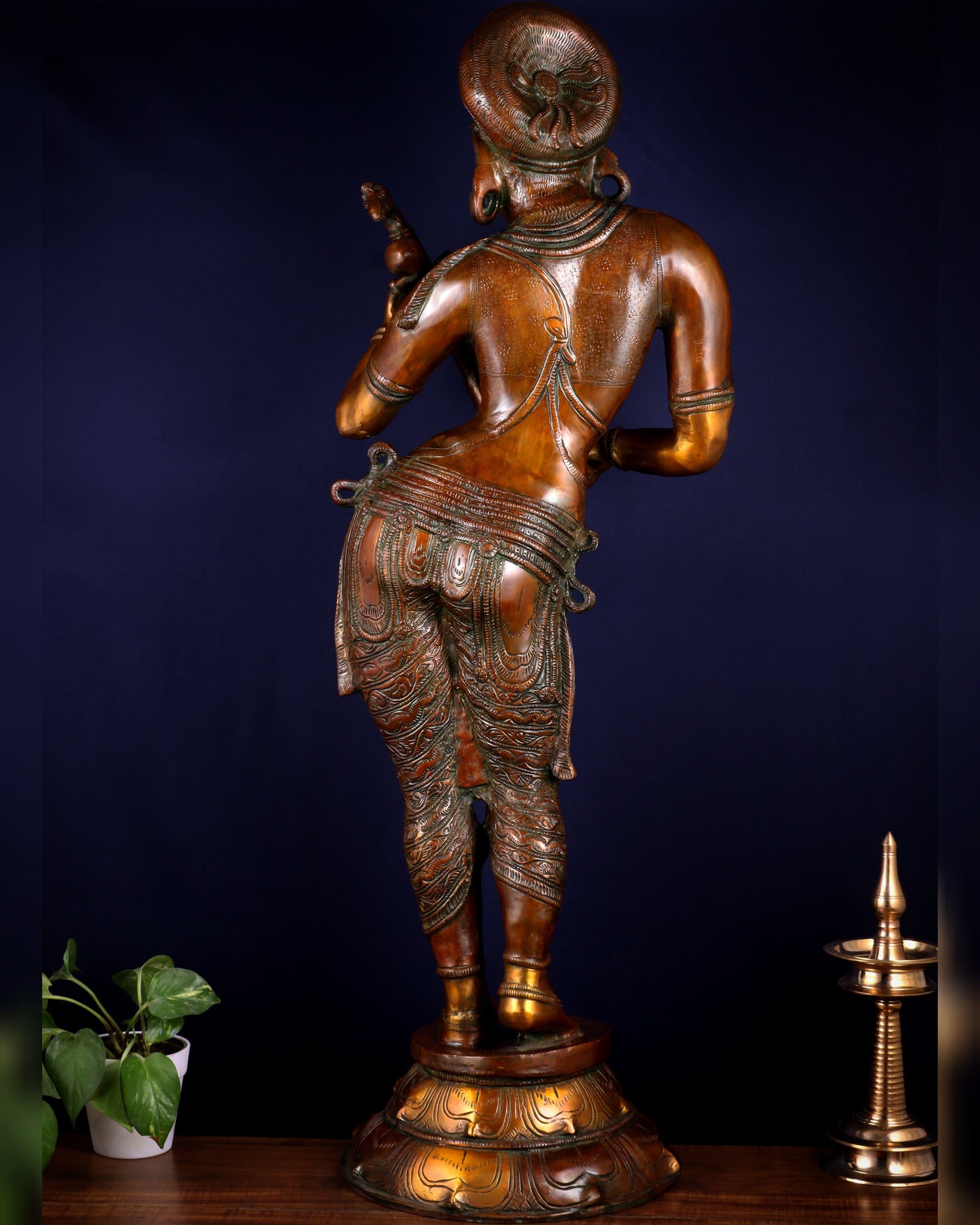 Pure Brass Standing Saraswati Statue – Unique Chola Style 35 inch