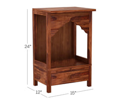 Heritage Arch Solid Wood Home Temple with Storage Drawer
