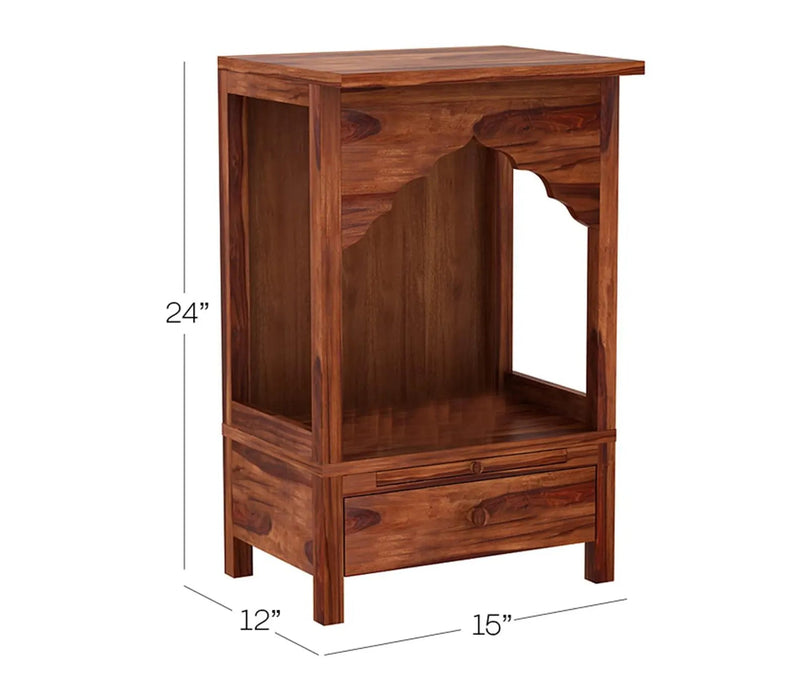 Heritage Arch Solid Wood Home Temple with Storage Drawer