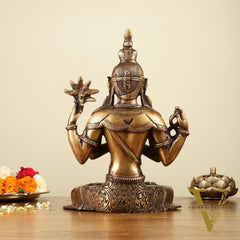 10.5" Brass Chenrezig (Shadakshari Lokeshvara) - Tibetan Buddhist Deity