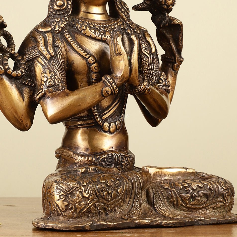 10.5" Brass Chenrezig (Shadakshari Lokeshvara) - Tibetan Buddhist Deity