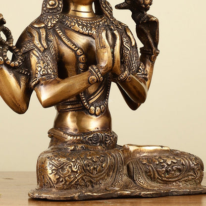 10.5" Brass Chenrezig (Shadakshari Lokeshvara) - Tibetan Buddhist Deity