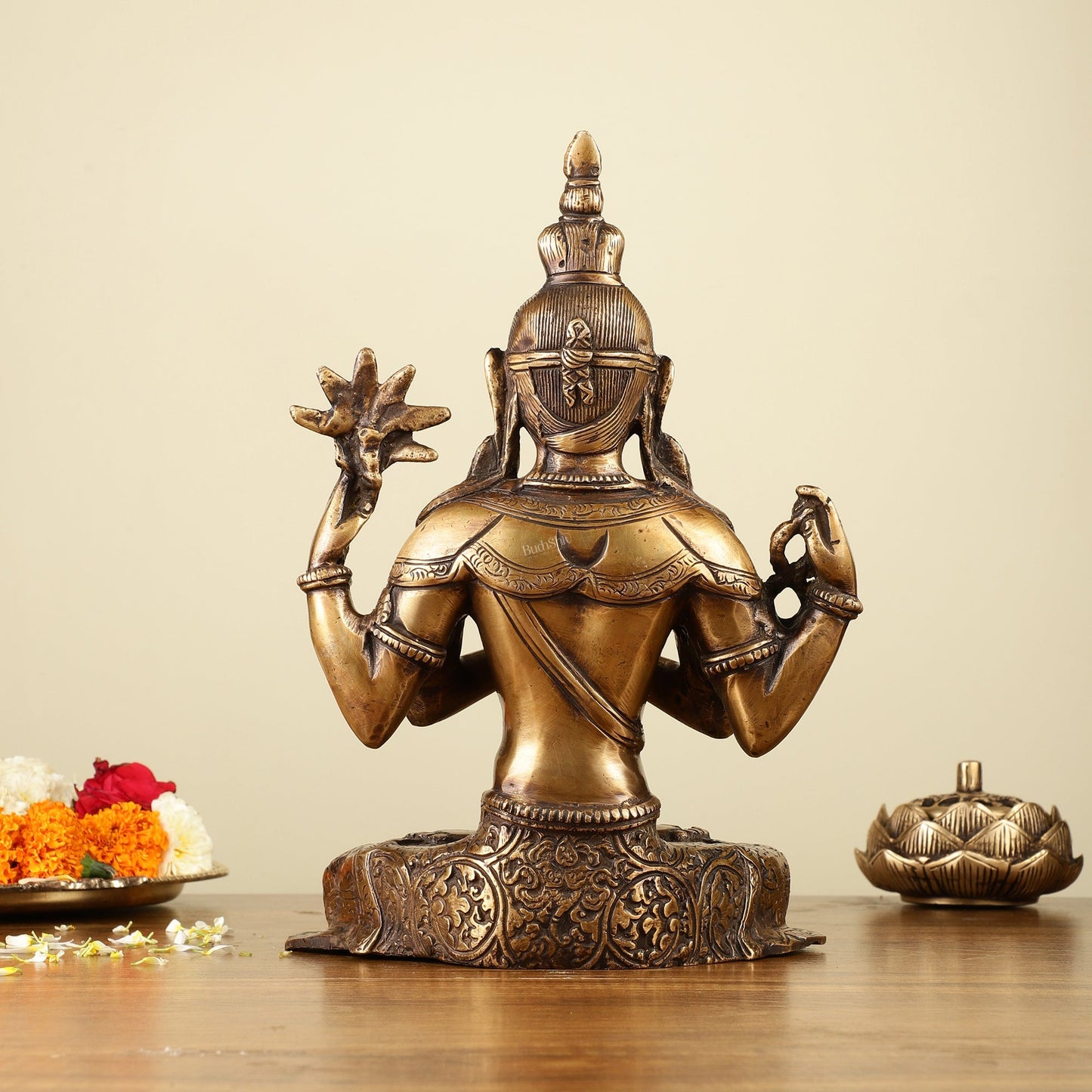 10.5" Brass Chenrezig (Shadakshari Lokeshvara) - Tibetan Buddhist Deity