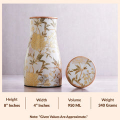 Pure Copper Gold Print Luxury Design Bedroom Bottle,  Home Décor, Marble Finish, 950 ml