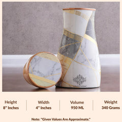 Pure Copper Gold Print Luxury Design Bedroom Bottle,  Home Décor, Marble Finish, 950 ml