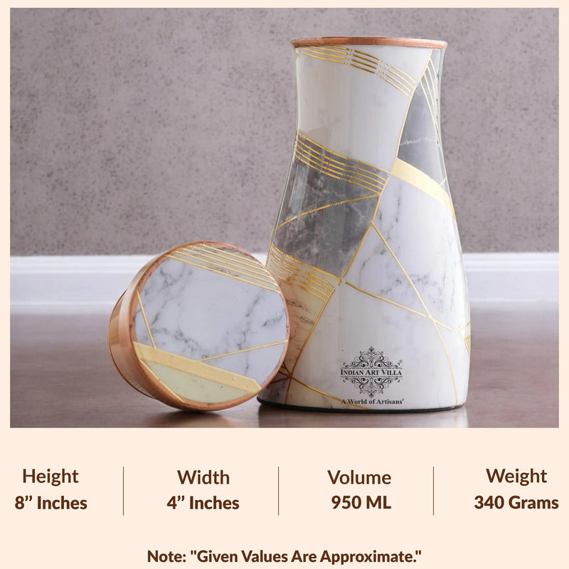 Pure Copper Gold Print Luxury Design Bedroom Bottle,  Home Décor, Marble Finish, 950 ml