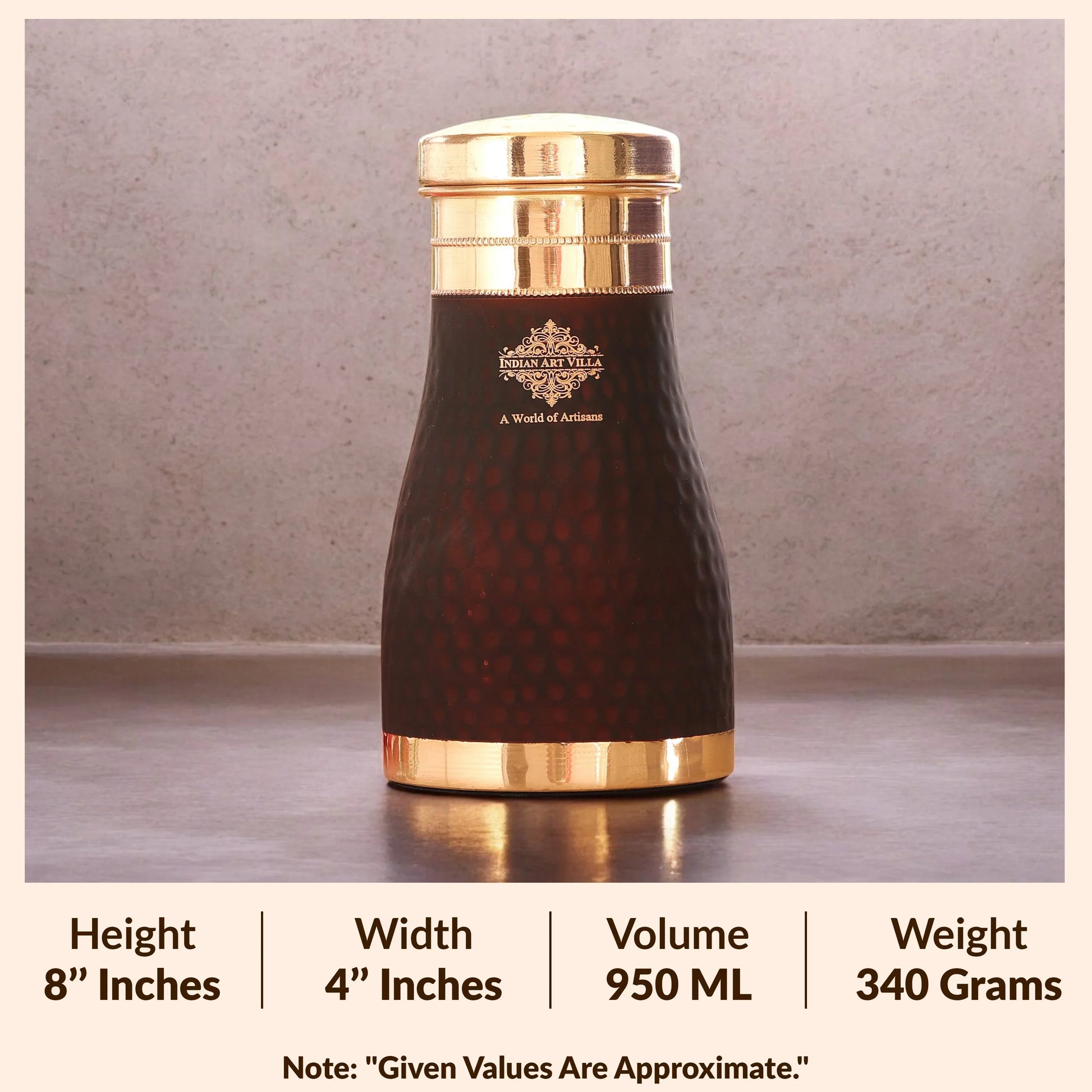 Personalized Copper Silk Finish Bedroom Water Bottle 950 ML