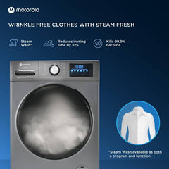 Motorola 10.5 kg Smart Wi-Fi Enabled Enabled Steam Wash Inverter Technology Fully Automatic Front Load Washing Machine with In-built Heater Grey (105FLIWBM5S)-4
