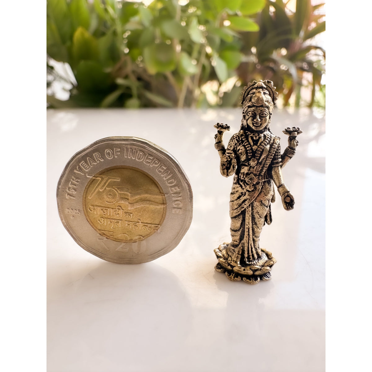 Pure Brass Miniature Lakshmi Ji Standing Murti - 3.51 cm