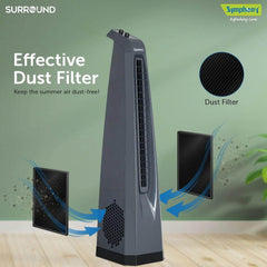 Surround Grey | Tower Fan | Knob Control | Bladeless Turbo ThrowTM (BLTT) Technology