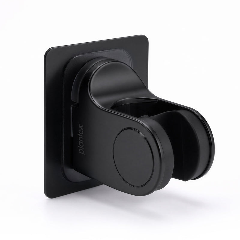 Plantex ABS Hand Shower Holder For Bathroom/Strong Self Adhesive Adjustable Handheld Shower/No Drilling Wall Mount Bracket - Pack of 1 (Black)-1