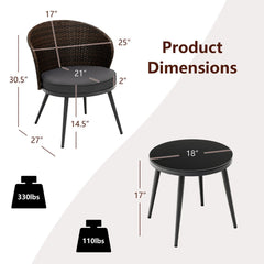 Stilt Outdoor Patio Seating Set 2 Chairs and 1 Table Set (Black + Brown)