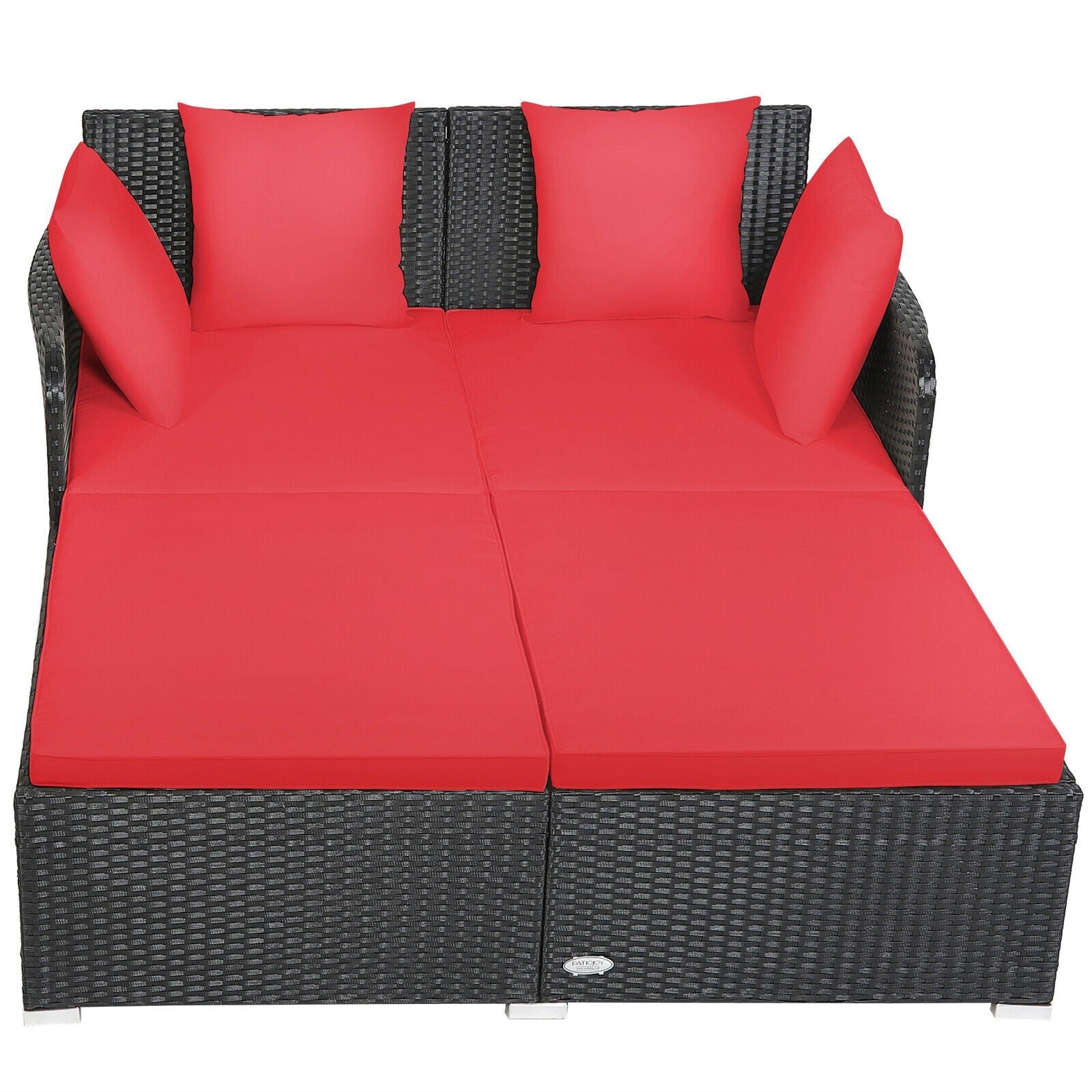 Maurizio Outdoor Poolside Sunbed With Cushion Daybed (Black)