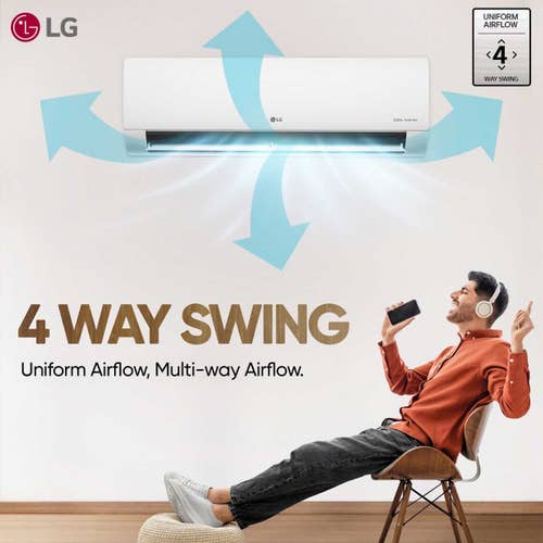 LG 1.5 Ton 5 Star AI DUAL Inverter Split AC | Copper | AI Convertible 6 in 1 | VIRAAT Mode | Faster Cooling | Energy Saving | 4 Way Swing | HD Filter with Anti Virus Protection (USNQ19PNZE3.AMLG, White)
