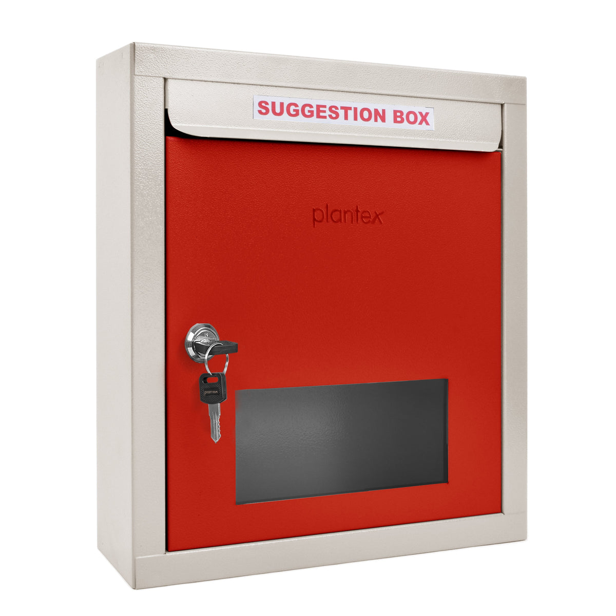 Plantex All in 1 Multipurpose Letter Box/Suggestion Box/Complaint Box/Donation Box with Lock Table Top or Wall Mount (Red & Ivory)-1