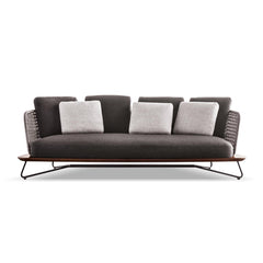 Alano Outdoor Garden Balcony Sofa Set 3 Seater, 2 Single Seater 1 Ottoman and 1 Center Table Set Braid & Rope (Grey)