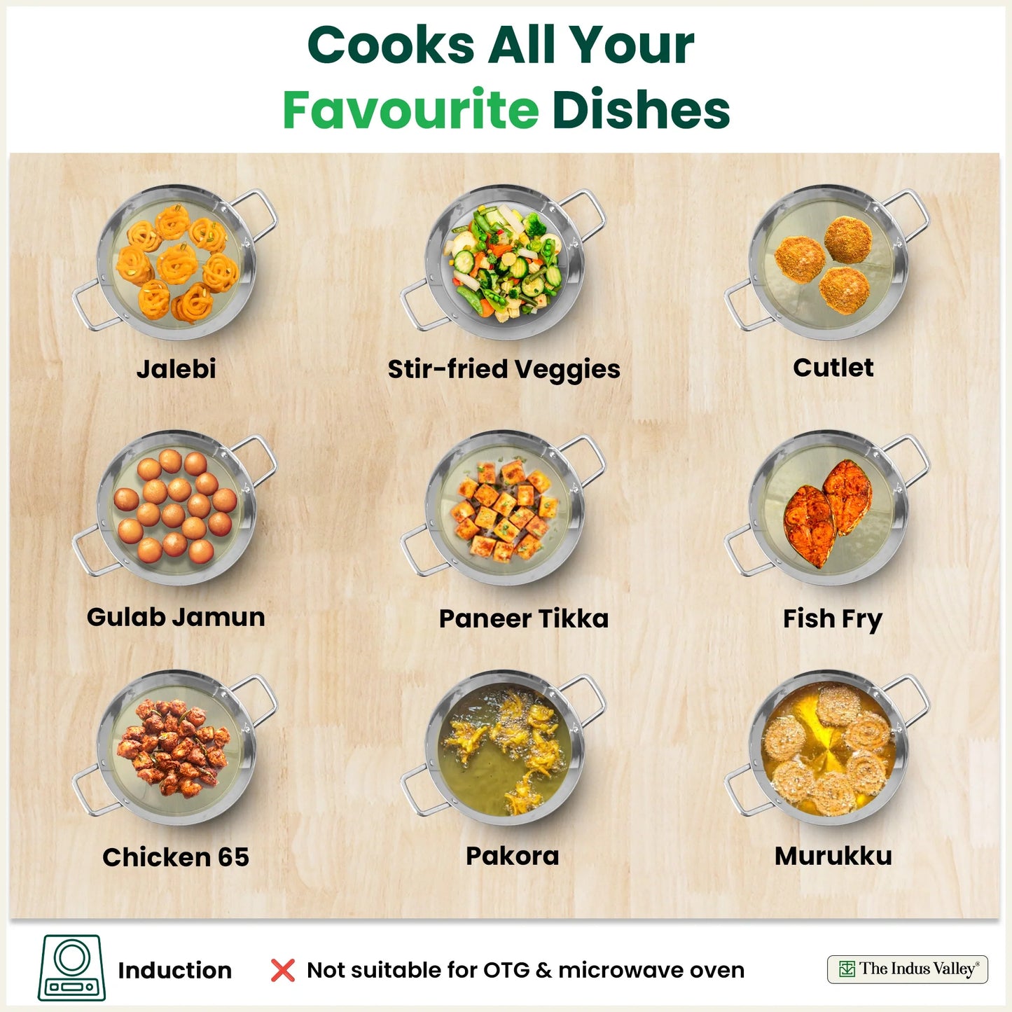 TurboCuk Tri-ply Stainless Steel Jalebi Pan (30cm, 1.5L) – No Sticking, No Burning | With Steel Lid | Fast Heating, Healthy Cooking | Induction Safe