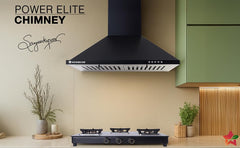 Wonderchef Power Elite Chimney | 60cm |1050 m3/hr| Baffle Filter | 3 Speed Push Button Controls | Powerful Suction | Low