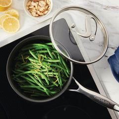 Circulon Clad Stainless Steel Saucepan with Glass Lid and Hybrid SteelShield and Nonstick Technology, 16cm, Silver
