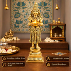 Brass Deep Lakshmi Standing Idol (12.5 Inch)
