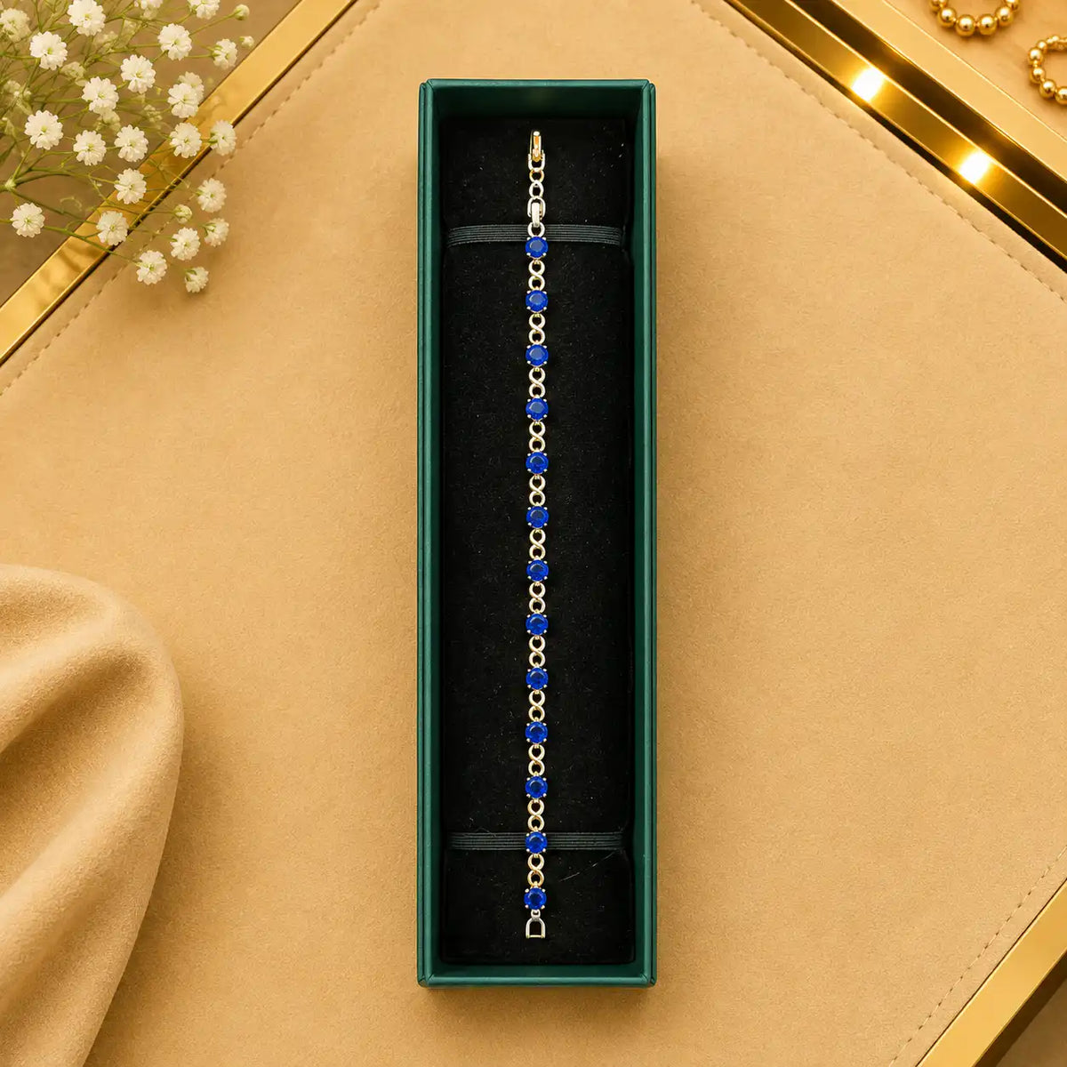Thin Linear CZ Tennis Bracelet for Women | Gold-Tone Clasp, Gift Box