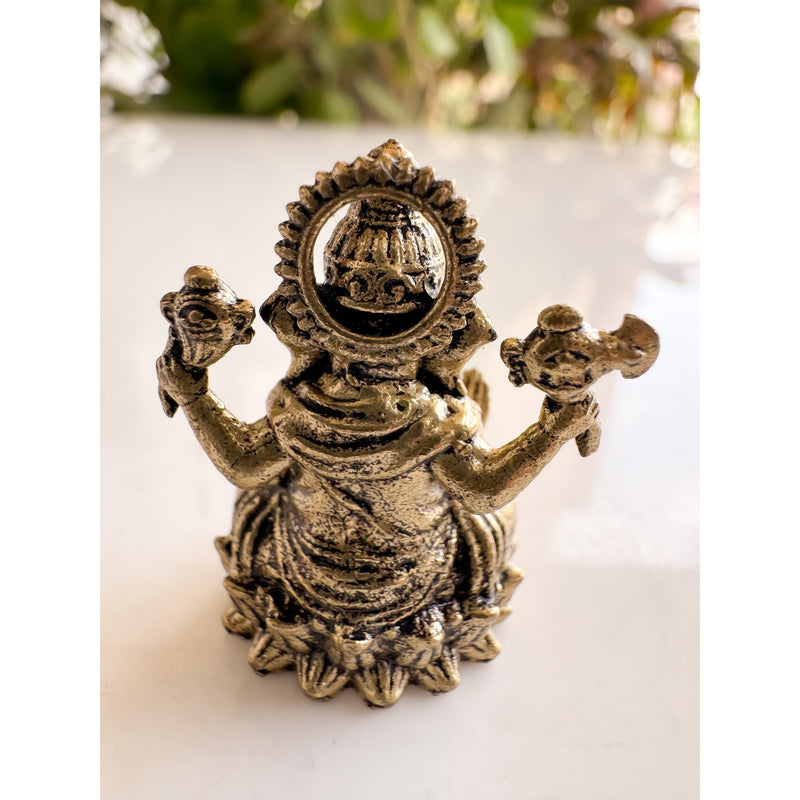 Pure Brass Miniature Ganesh Ji Murti Sitting On Lotus - 3.3 cm