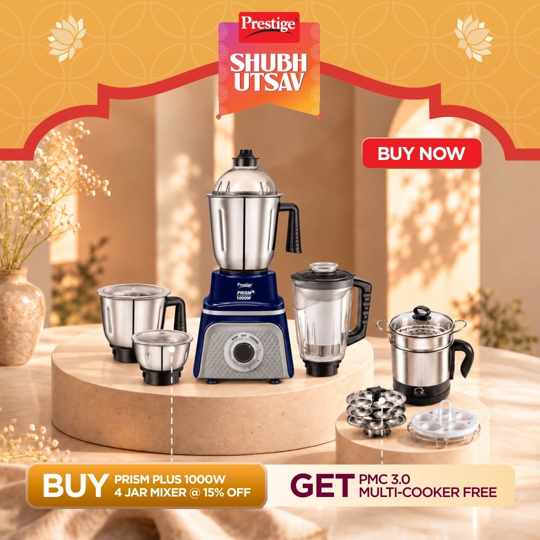 Prestige Prism Plus 1000W Mixer Grinder, 3 SS Jars & 1.5L Transparent Juicer Jar: Wet 1.5L, Dry 1.0L, Chutney 450ml, Heavy Duty Motor + Prestige 1.5L PMC 3.0 Plus Multi Kettle / Multi Cooker