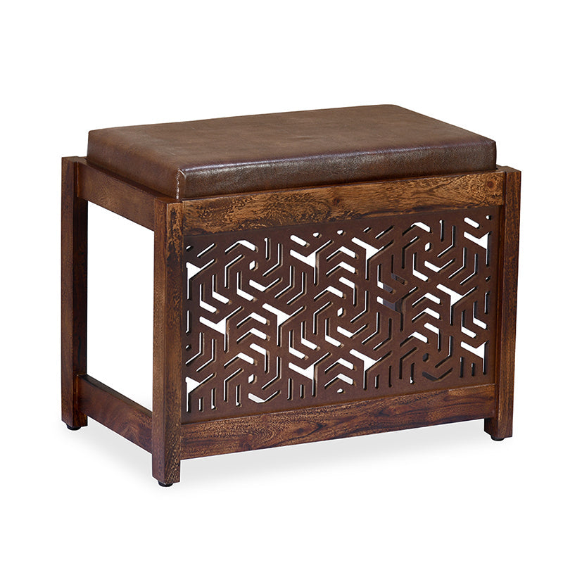 Nilkamal Corner Solid Wood Coffee Table with 2 Set Stools (Walnut)