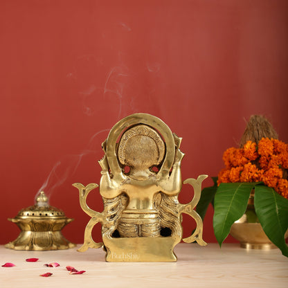 9-Inch Brass Ganesha Idol | Exquisite Hindu Deity Statue