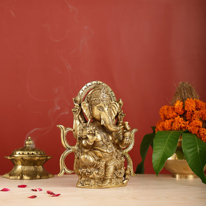 9-Inch Brass Ganesha Idol | Exquisite Hindu Deity Statue