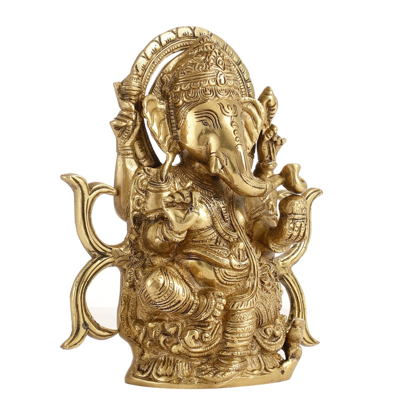 9-Inch Brass Ganesha Idol | Exquisite Hindu Deity Statue