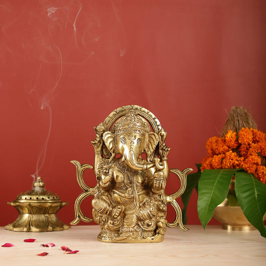 9-Inch Brass Ganesha Idol | Exquisite Hindu Deity Statue