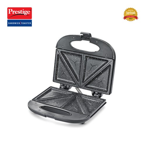 Prestige PSFSP - Spatter Coated Non-stick Sandwich Toaster with Fixed Sandwich Plate, Black