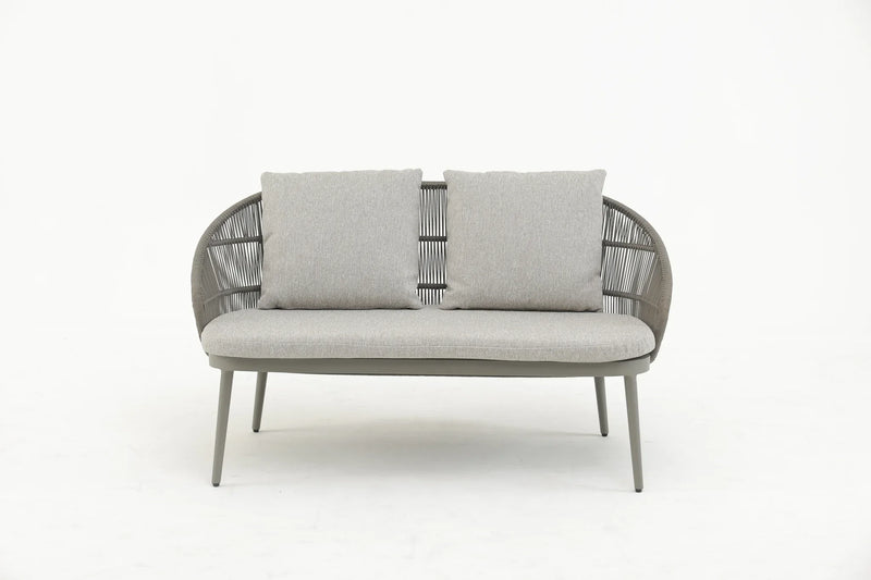 Juanito Outdoor Sofa Set 2 Seater, 1 Single Seater, 1 Side Table and 1 Center Table Set (Grey) Braided & Rope