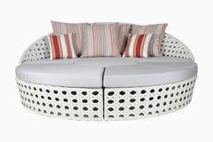 Anunc Outdoor Poolside Sunbed With Cushion Daybed (White)
