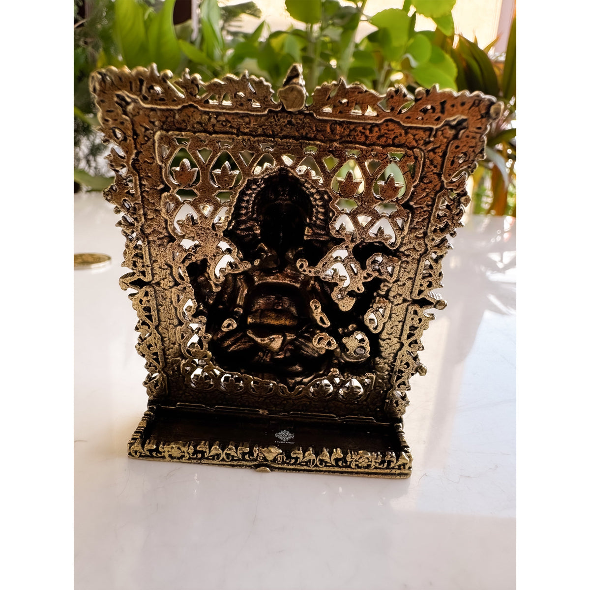 Pure Brass Miniature Ganesha Idol in Frame - 7.37 cm