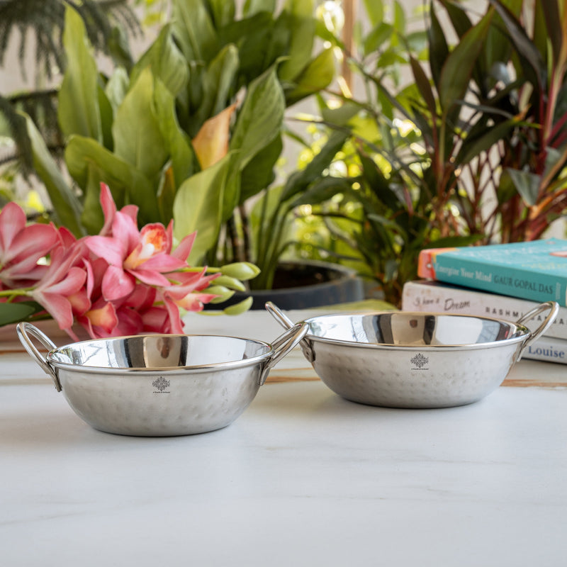 Steel Hammered Kadhai with Plain Handle