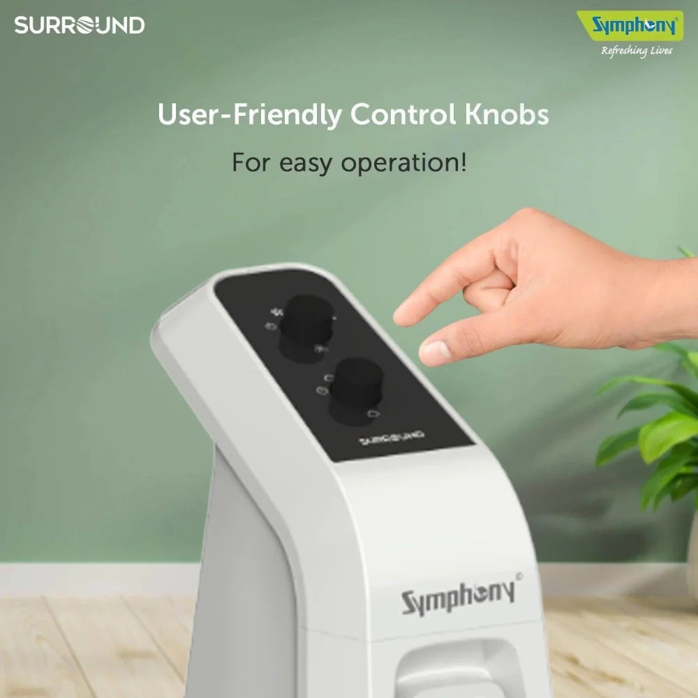 Surround White | Tower Fan | Knob Control | Bladeless Turbo ThrowTM (BLTT) Technology