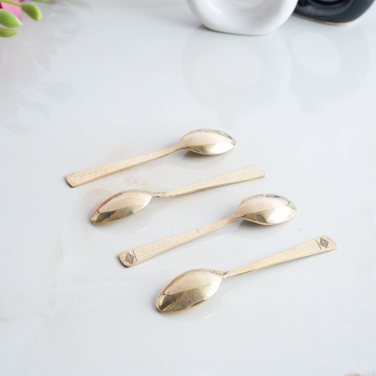 Pure Brass Hammered Design Spoon