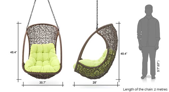 Bianchi Single Seater Hanging Swing Without Stand For Balcony , Garden Swing (Dark Brown )