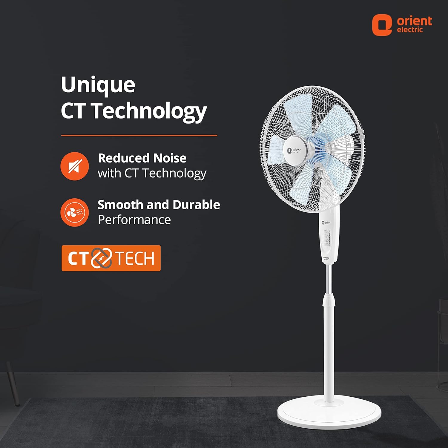 Wind Pro Stand 400 MM High Velocity Pedestal Fan (Snow White)