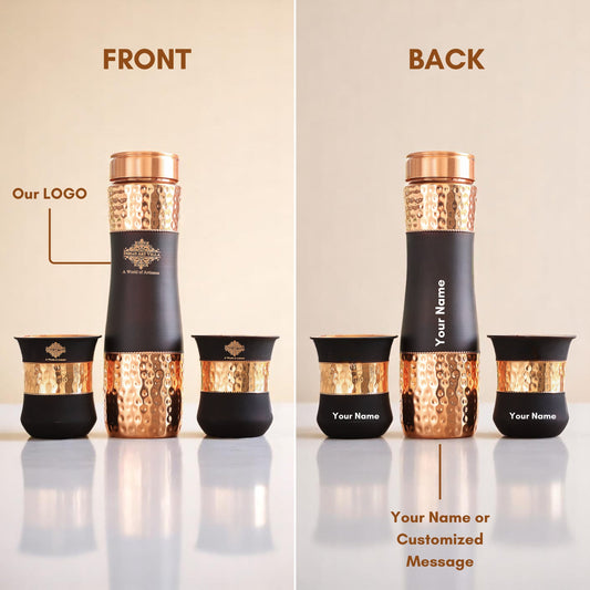 Personalized Copper Silk Finish Bottle & Glass Gift Set