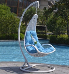 Balotelli Single Seater Hanging Swing With Stand For Balcony , Garden Swing (White)